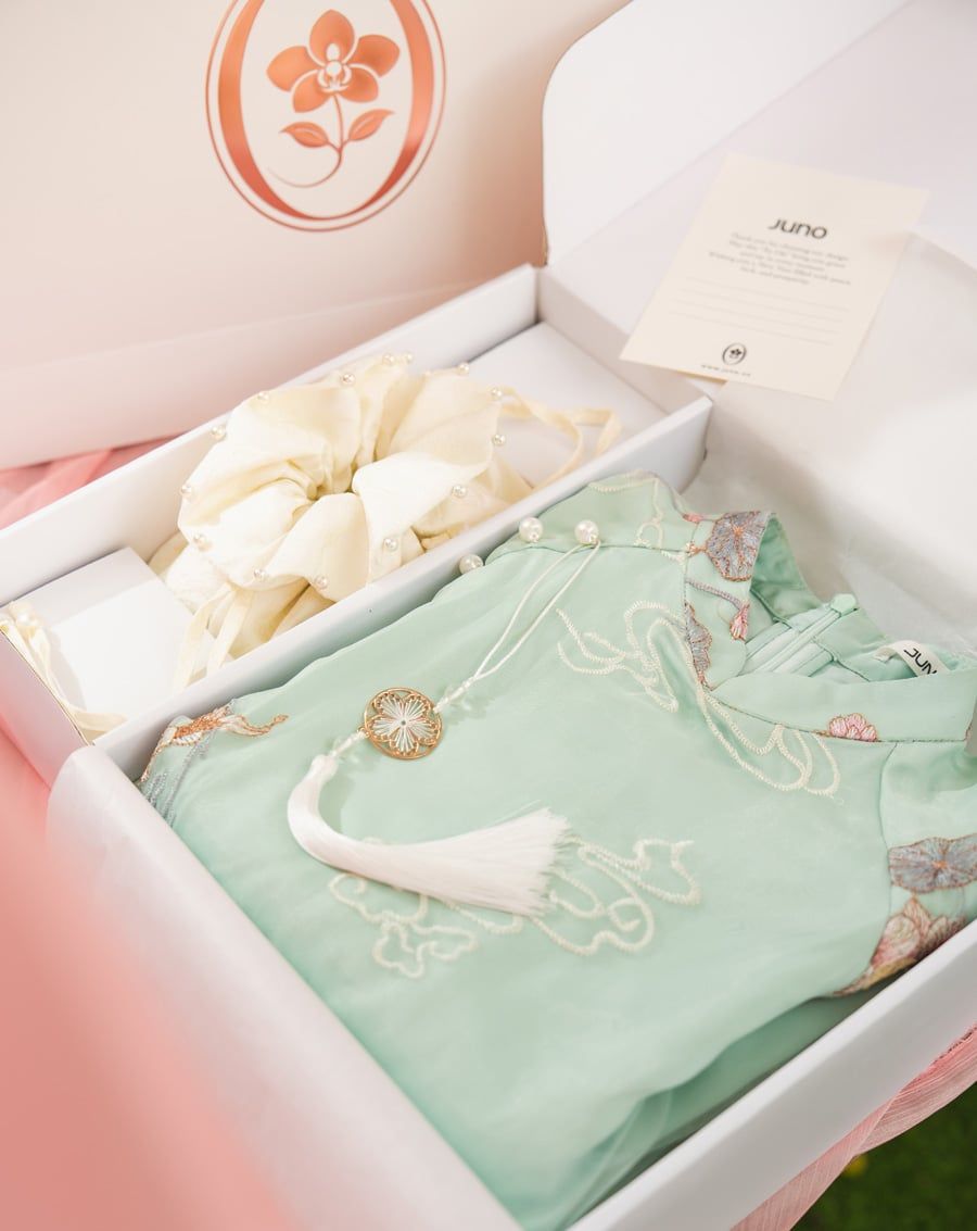  Tặng túi - Set Áo dài Ngư Vũ Xanh Ngọc 