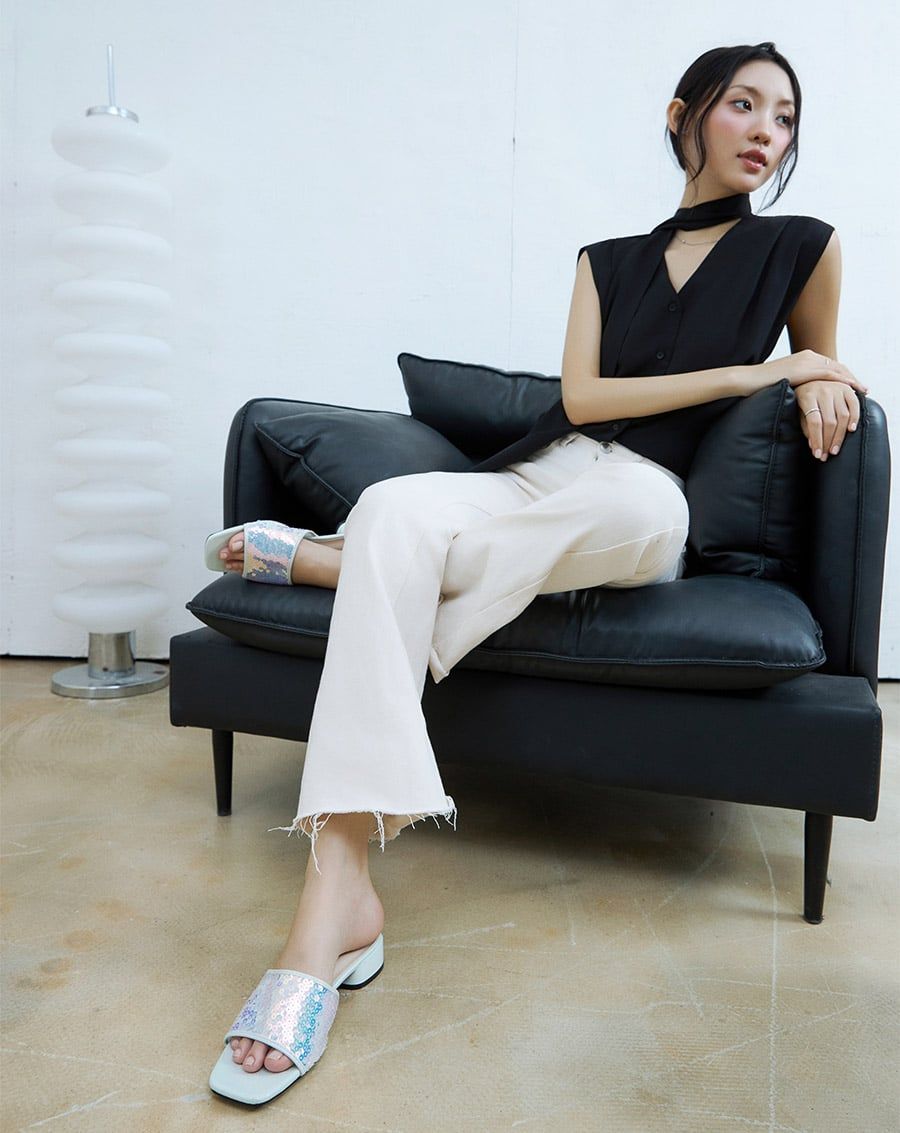  Giày Sandal Mule Sequin 