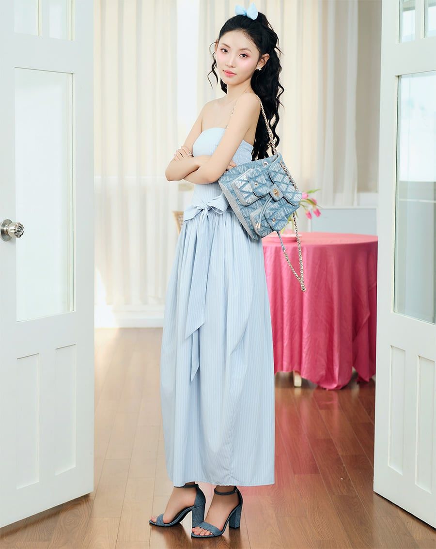  Balo Denim Nắp Gập Chần Bông 