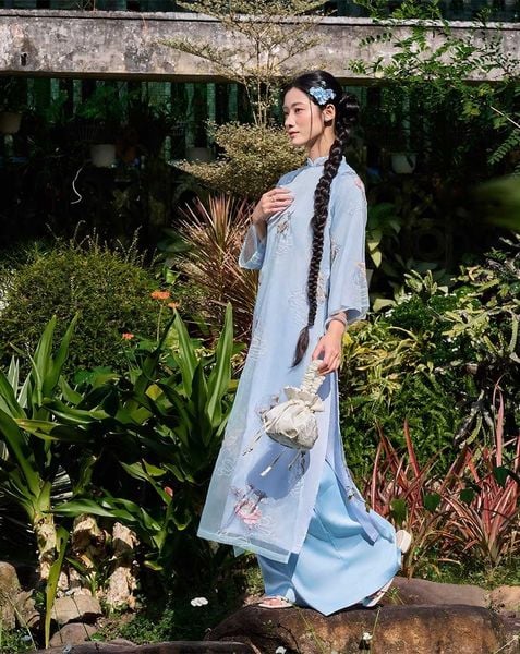  Tặng túi -  Set Áo dài Ngư Vũ Xanh dương 