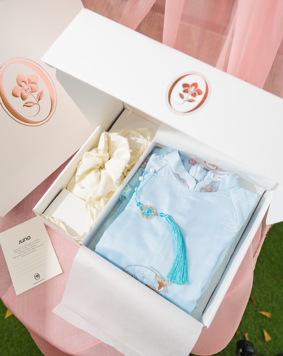  Tặng túi -  Set Áo dài Ngư Vũ Xanh dương 