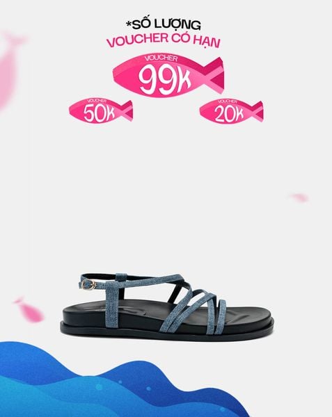  Giày Sandal Đế Bệt Quai Mảnh Chéo 