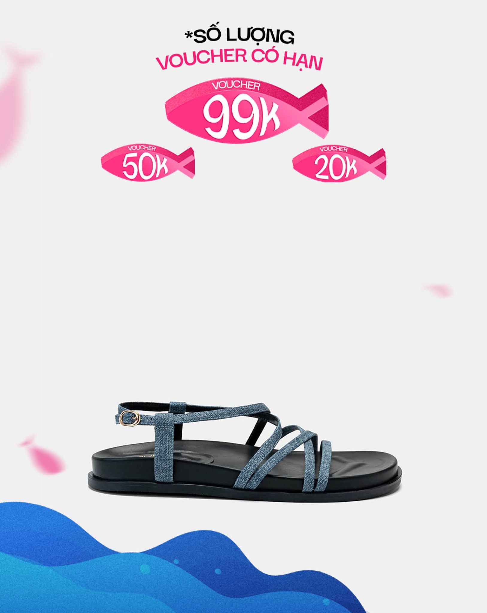  Giày Sandal Đế Bệt Quai Mảnh Chéo 