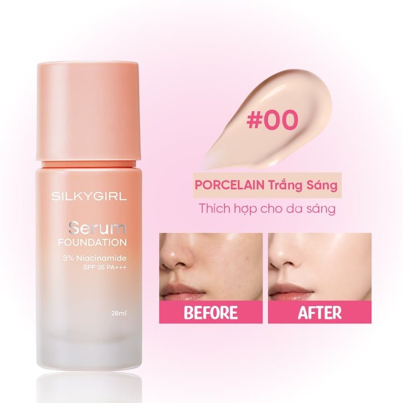 Kem Nền Silkygirl Dưỡng Da Che Phủ Lâu Trôi Serum Foundation 28ml