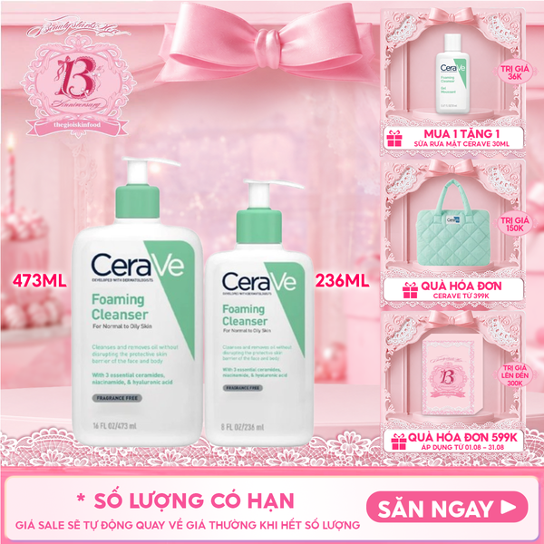  Sữa Rửa Mặt Cerave Sạch Sâu Dành Cho Da Dầu Developed With Dermatologists Foaming Cleanser 