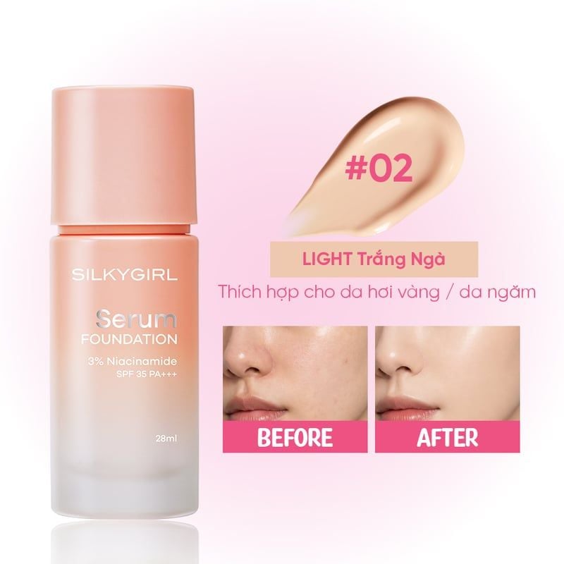 Kem Nền Silkygirl Dưỡng Da Che Phủ Lâu Trôi Serum Foundation 28ml