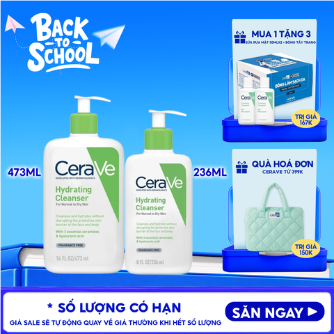Sữa Rửa Mặt Cerave Dưỡng Ẩm, Làm Sạch Sâu Dành Cho Da Thường & Da Khô Developed With Dermatologists Hydrating Cleanser