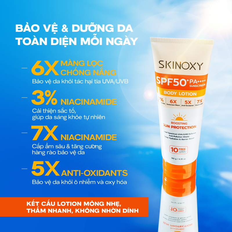 Dưỡng Thể Chống Nắng Skinoxy Pro Sun Protection Body Lotion SPF50+ PA++++ 180g