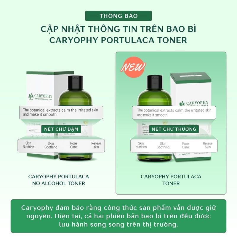 Nước Hoa Hồng Caryophy Chăm Sóc Da Dầu Mụn Portulaca Toner 300ml