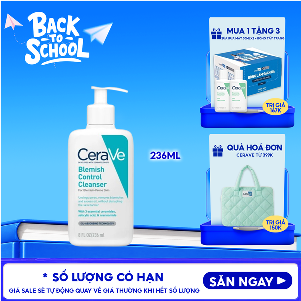  Sữa Rửa Mặt Cerave Hỗ Trợ Giảm Mụn Blemish Control Cleanser 
