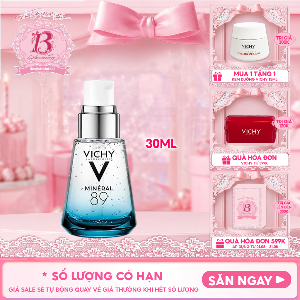 Serum Vichy Dưỡng Chất Khoáng Cô Đặc LABORATOIRES Minéral 89 Hydrating And Plumping Daily Booster 30ml
