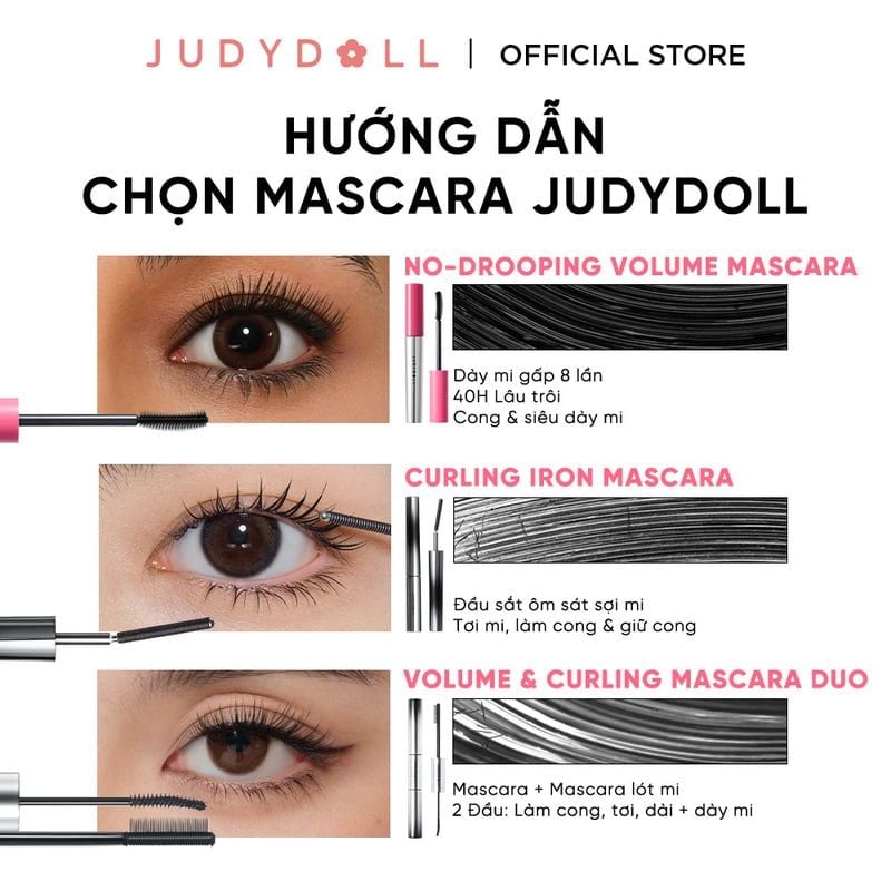 Mascara Judydoll Dày & Cong Mi No-Drooping Volume Mascara Black 7g