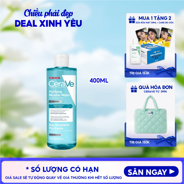  Nước Tẩy Trang Cerave Sạch Sâu Dịu Nhẹ Cho Da Dầu Developed With Dermatologists Purifying Micellar Water 400ml 