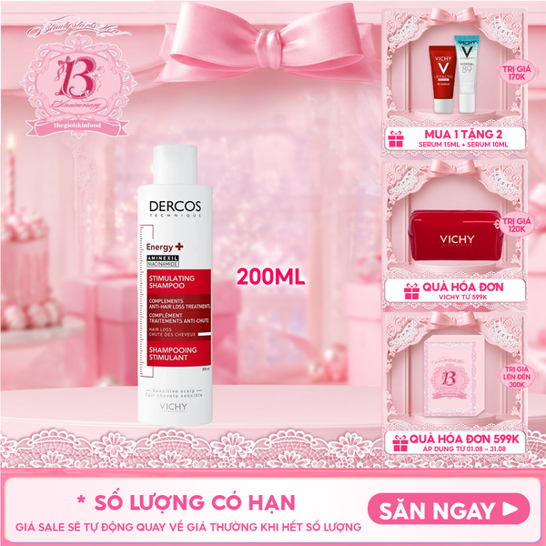  [200ml] Dầu Gội Vichy Hỗ Trợ Giảm Rụng Tóc Dercos Energising Stimulating Shampoo 