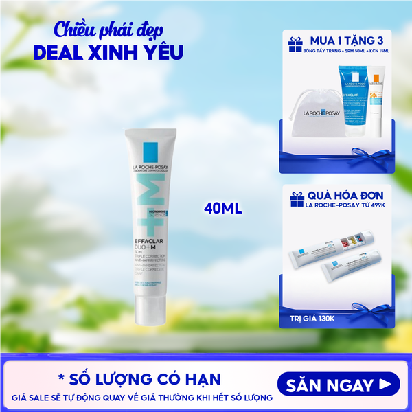  Kem Dưỡng La Roche-Posay Giúp Cải Thiện Mụn, Mờ Vết Thâm Effaclar Duo+M 
