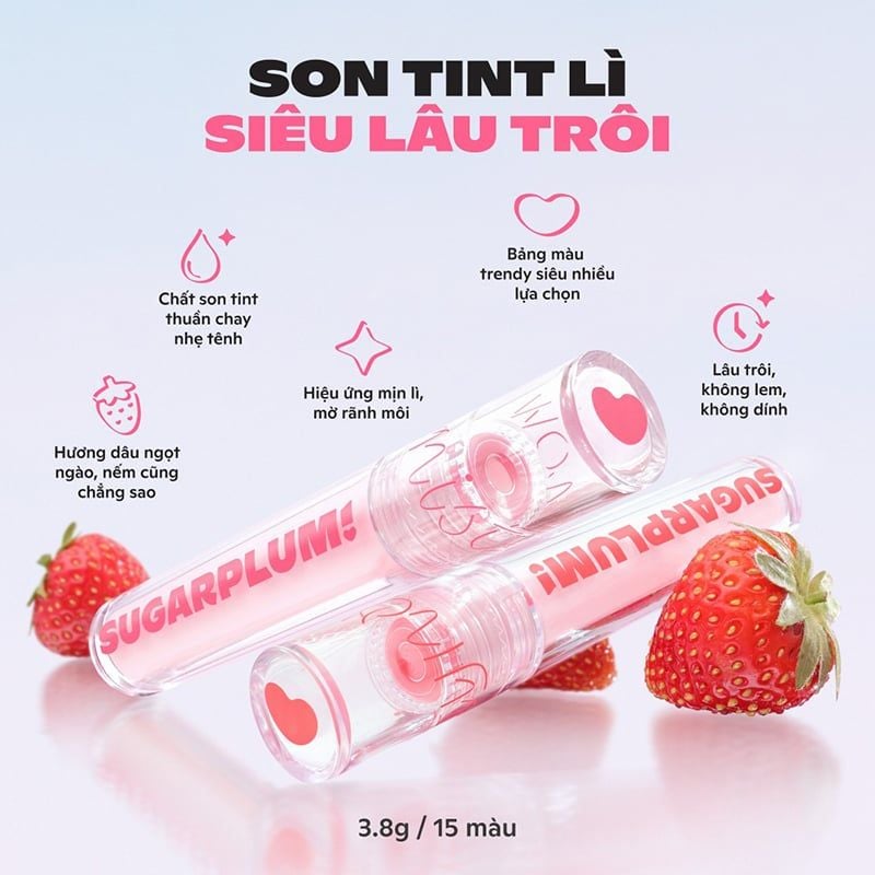 [SUGARPLUM BY OFÉLIA] Son Tint Lì Thuần Chay Siêu Nhẹ Môi OFÉLIA Sugarplum MistyNow Blurring Tint 3.8g