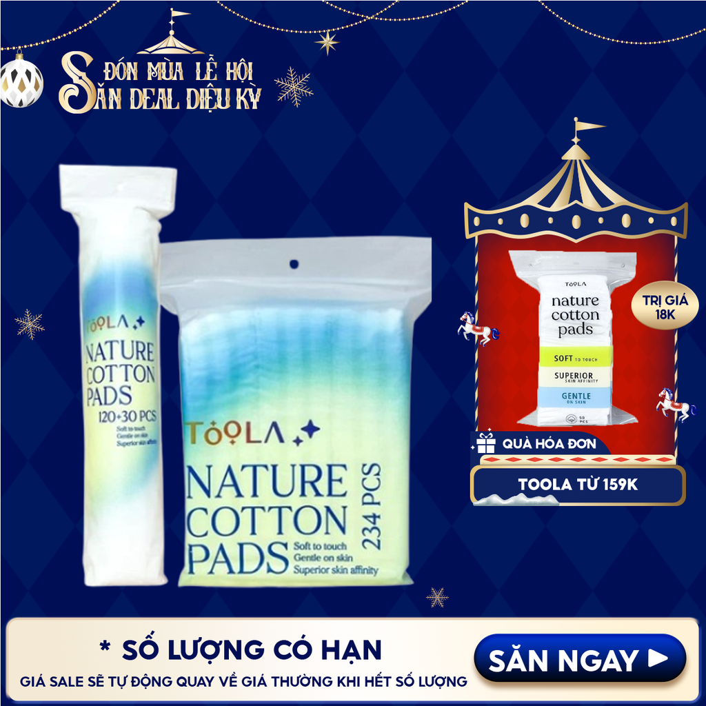[NHẬP KHẨU] Bông Tẩy Trang Mềm Mịn TOOLA - 50 miếng - 150 miếng - 234 miếng