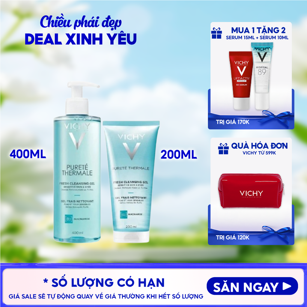 Gel Rửa Mặt Vichy Làm Sạch & Giảm Bã Nhờn Laboratoires Pureté Thermale Fresh Cleansing Gel