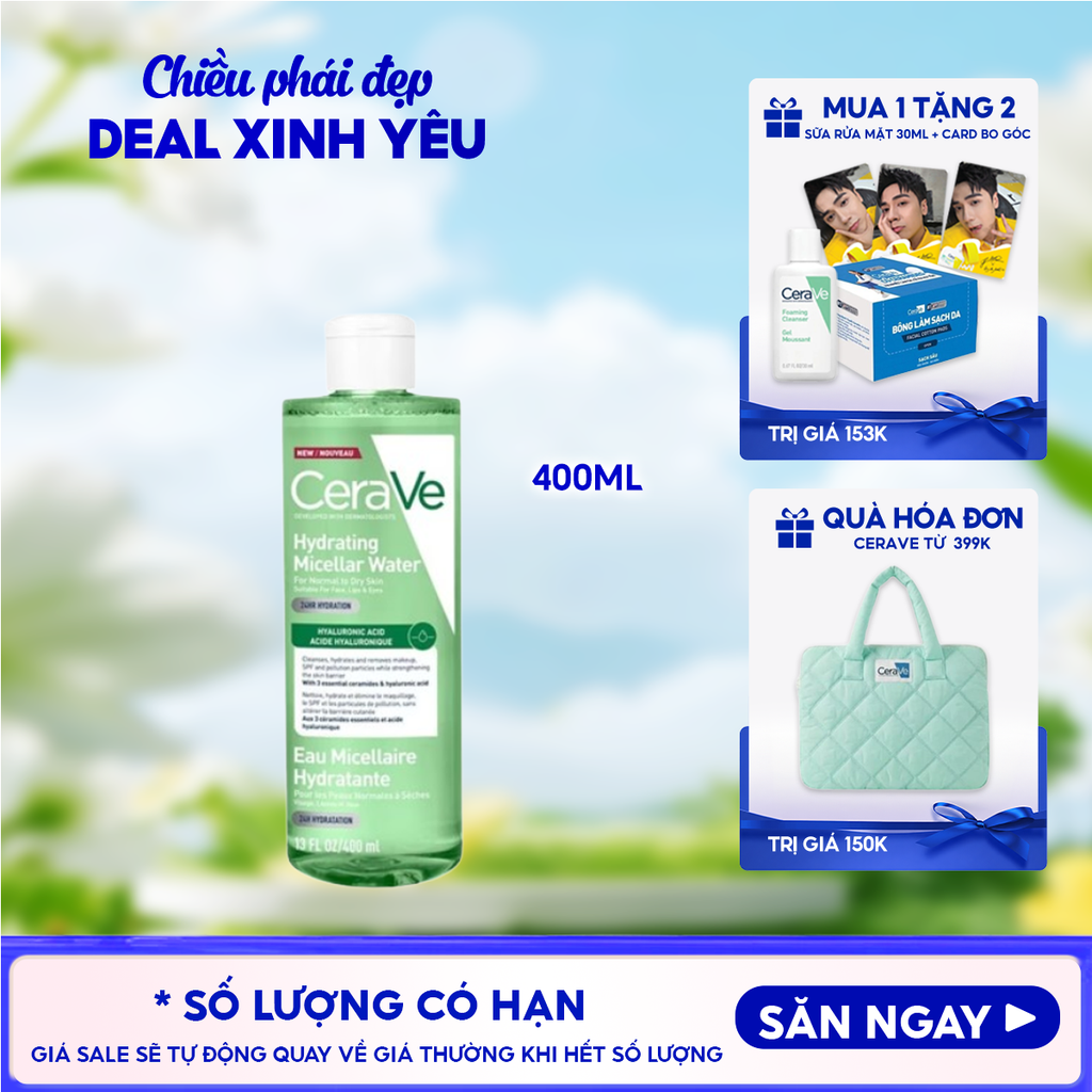 Nước Tẩy Trang Cerave Sạch Sâu, Cấp Ẩm Developed With Dermatologists Hydrating Micellar Water 400ml