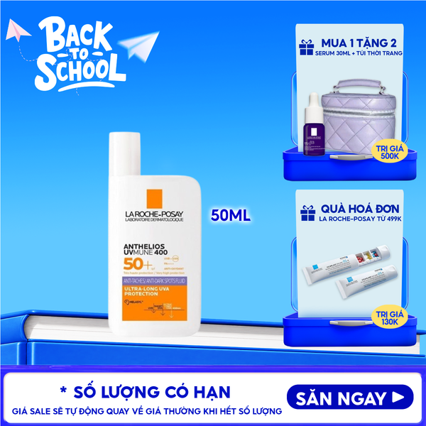  Sữa Chống Nắng La Roche-Posay Dưỡng Sáng DaAnthelios UVmune 400 + Anti-Dark Spots Fluid Invisible Protection Ultra-Long UVA + Hevl 50ml 