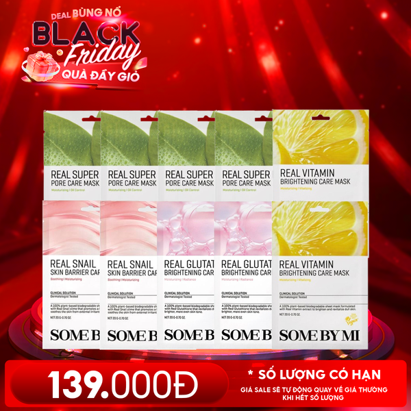  Combo Some By Mi 10 Miếng Mask: Mặt Nạ Dưỡng Da Super Matcha Pore + Snail Skin Barrier + Glutathione +  Vitamin Brightening 
