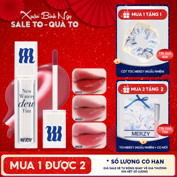  [New Dew] Son Tint Bóng Merzy Dạng Thạch, Bền Màu, Lâu Trôi Merzy New Watery Dew Tint 4g 