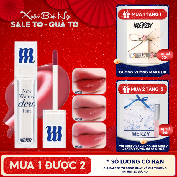  [New Dew] Son Tint Bóng Merzy Dạng Thạch, Bền Màu, Lâu Trôi Merzy New Watery Dew Tint 4g 