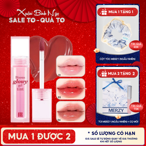 Son Bóng Pha Lê Merzy Căng Mọng, Bền Màu Bisous Glowy Gel Tint
