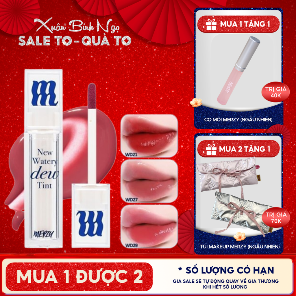 [New Dew] Son Tint Bóng Merzy Dạng Thạch, Bền Màu, Lâu Trôi Merzy New Watery Dew Tint 4g