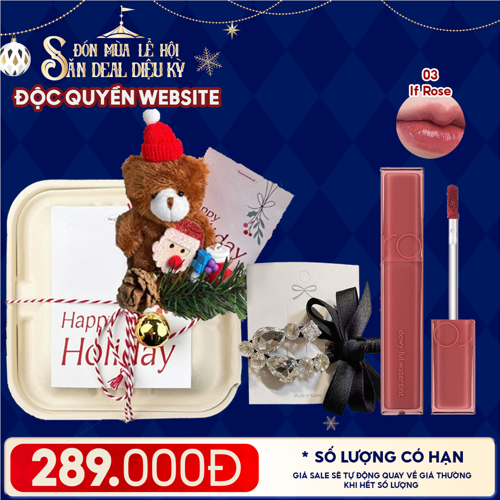 Hộp Quà Giáng Sinh: Son Romand + Kẹp Tóc Ngẫu Nhiên + Set Quà Gấu + Hộp Bã Mía