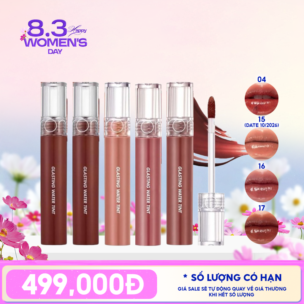 [PACK TIẾT KIỆM 35%] 5 Son Tint Nước Romand Siêu Lì, Lâu Trôi Glasting Water Tint 4g