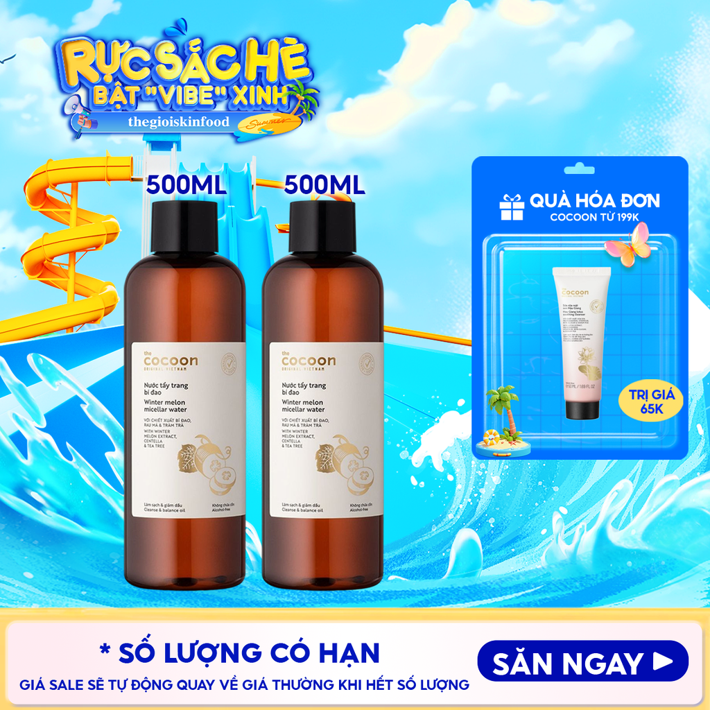 Nước Tẩy Trang Cocoon Bí Đao Thuần Chay Làm Sạch Dịu Nhẹ Winter Melon Micellar Water