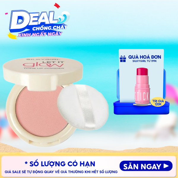  Phấn Phủ Silkygirl Dạng Nén, Nâng Tông Let It Glow Tone Up Powder 7g 