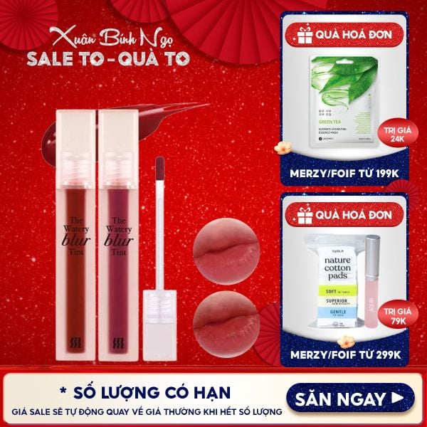  Son Kem Lì Lên Màu Chuẩn, Mịn Mượt Nhẹ Môi Merzy The Watery Blur Tint 4ml 