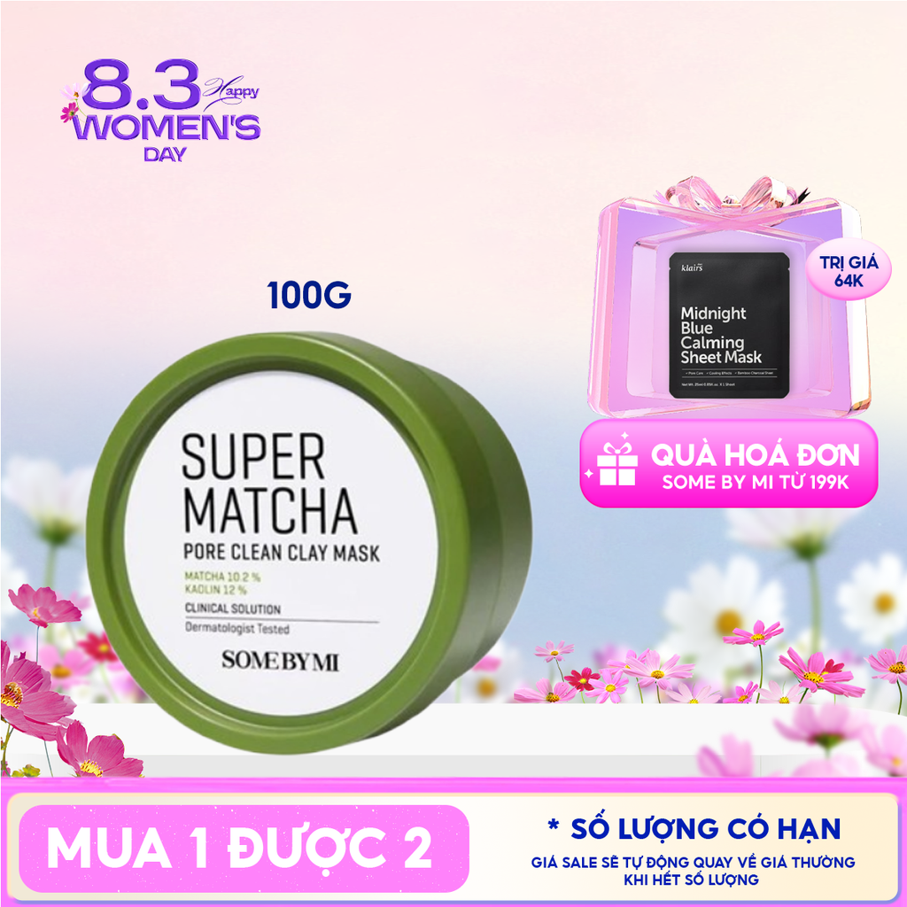 Mặt Nạ Đất Sét Some By Mi Trà Xanh Giúp Làm Sạch, Thu Nhỏ Lỗ Chân Lông Super Matcha Pore Clean Clay Mask 100g