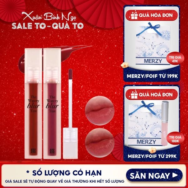  Son Kem Lì Lên Màu Chuẩn, Mịn Mượt Nhẹ Môi Merzy The Watery Blur Tint 4ml 