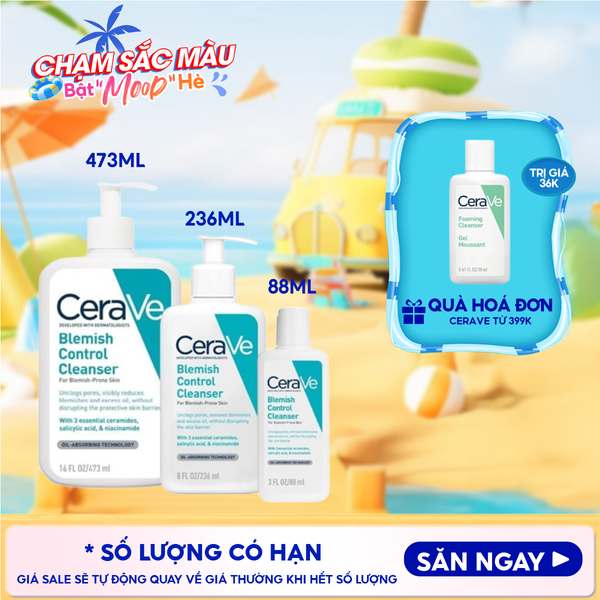  Sữa Rửa Mặt Cerave Hỗ Trợ Giảm Mụn Blemish Control Cleanser 