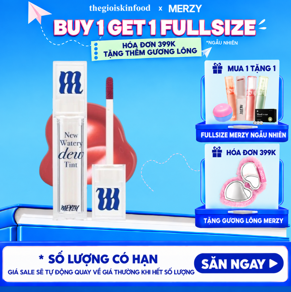  [New Dew] Son Tint Bóng Merzy Dạng Thạch, Bền Màu, Lâu Trôi Merzy New Watery Dew Tint 4g 