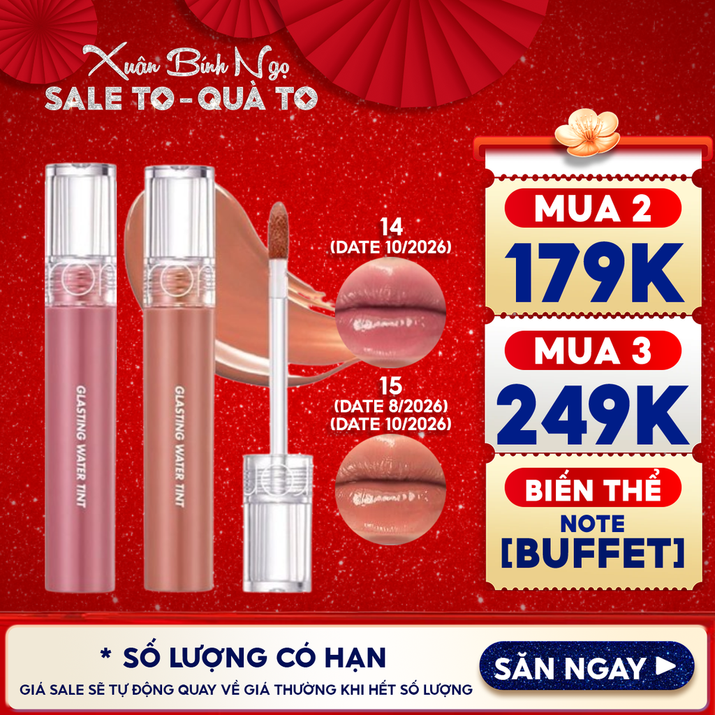 [Màu 1-17] Son Tint Nước Romand Siêu Lì, Lâu Trôi Glasting Water Tint 4g