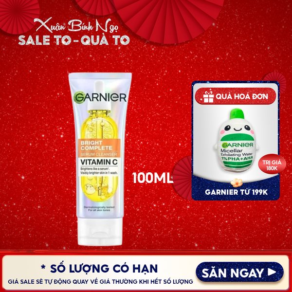  Sữa Rửa Mặt Garnier Tạo Bọt Hỗ Trợ Dưỡng Sáng Da Light Complete Brightening Whip Foam 100ml 