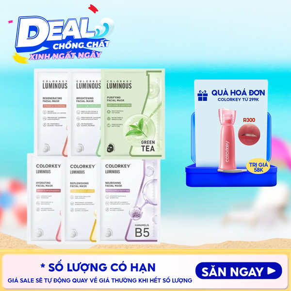  Mặt Nạ Giấy Colorkey Dưỡng Ẩm, Làm Dịu Da, Hỗ Trợ Dưỡng Sáng Facial Mask 