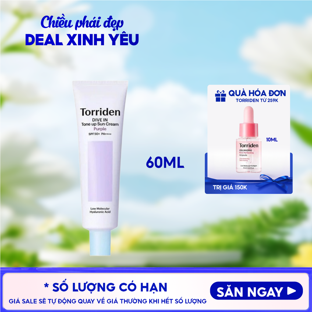 Kem Chống Nắng Torriden Nâng Tông Dive In Tone Up Sun Cream Purple SPF50+ PA++++ 60ml