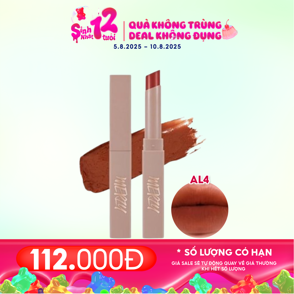 [Academia Collection] Son Thỏi Lì Merzy Lên Màu Chuẩn, Mịn Mượt Nhẹ Môi Academia Cotton Lipstick 1.8g