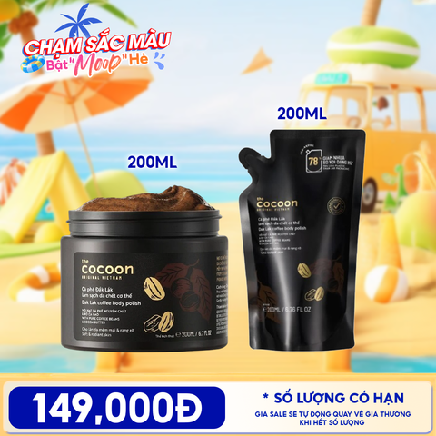 Tẩy Da Chết Body Cocoon Làm Đều Màu Da Và Dưỡng Mịn Da Chiết Xuất Cà Phê Dak Lak, Đường Thốt Nốt An Giang Body Polish