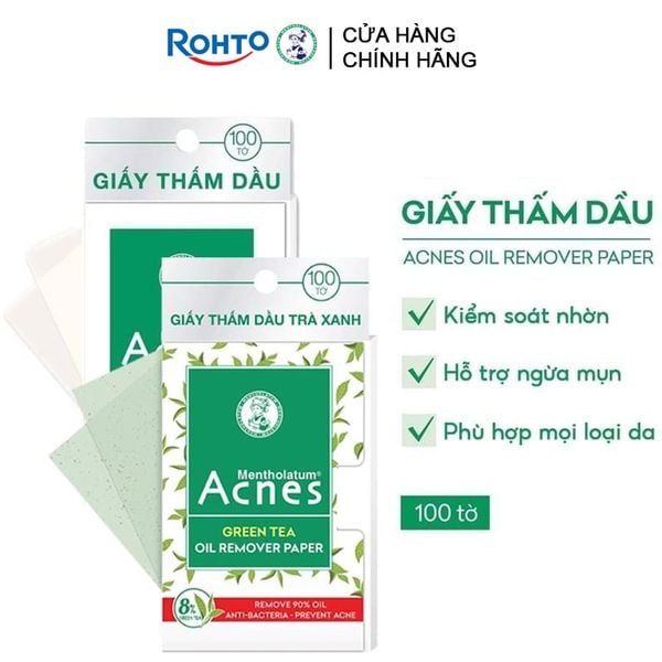 [100 tờ] Giấy Thấm Dầu Acnes Giúp Kiểm Soát Nhờn, Hạn Chế Mụn Oil Remover Paper 