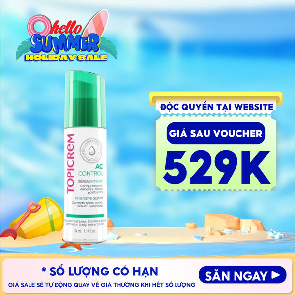  Serum Topicrem Hỗ Trợ Giảm Mụn, Giảm Bóng Nhờn Cho Da Dầu Mụn Ac Control Intensive Serum 34ml 