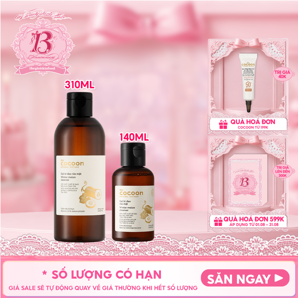  Gel Rửa Mặt Cocoon Bí Đao Hỗ Trợ Giảm Dầu Và Mụn Winter Melon Cleanser 