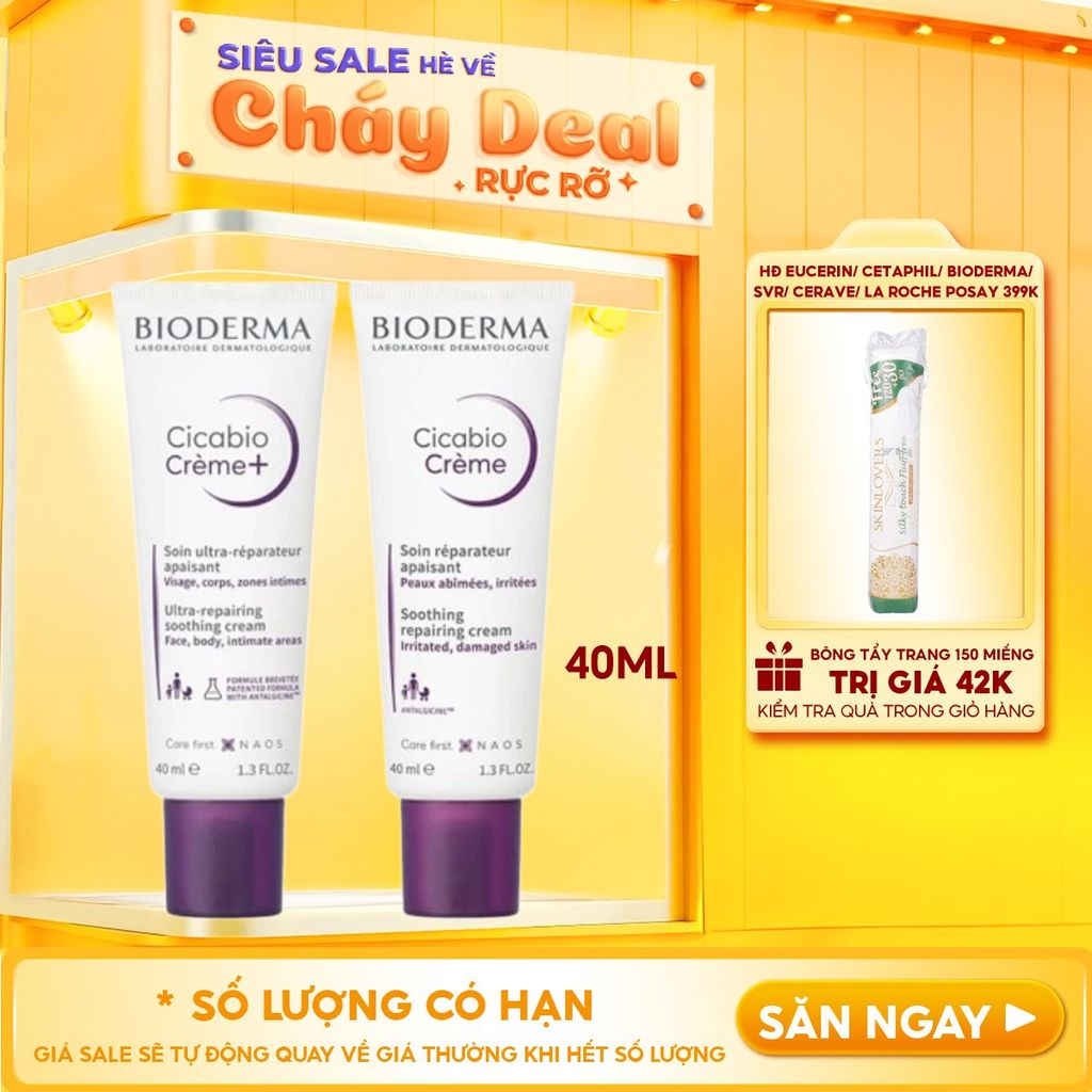 Kem Dưỡng Ẩm Bioderma Làm Dịu, Hỗ Trợ Phục Hồi Da Cicabio Creme+ 40ml
