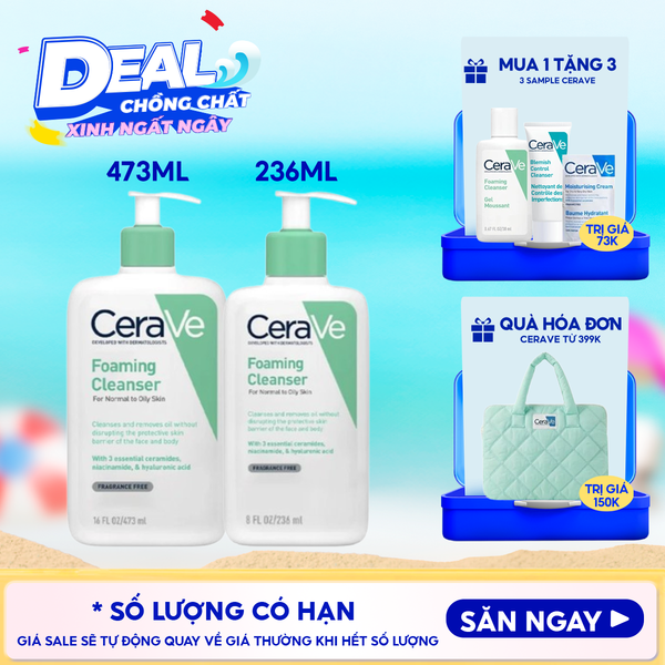  Sữa Rửa Mặt Cerave Sạch Sâu Dành Cho Da Dầu Developed With Dermatologists Foaming Cleanser 