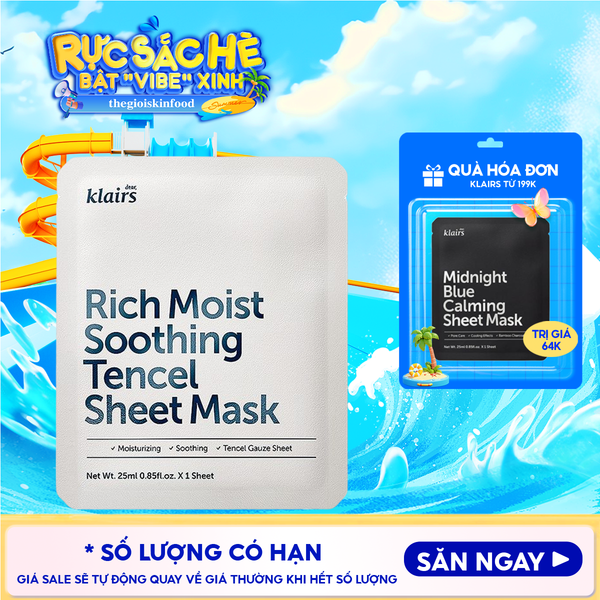  Mặt Nạ Klairs Dưỡng Ẩm, Bảo Vệ Da Khỏe Mạnh Rich Moist Soothing Tencel Sheet Mask 